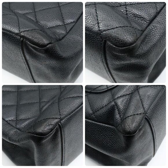 Authentic CHANEL GST Caviar Grand Shopping Tote Quilted Chain Shoulder Bag Purse - Picture 15 of 16